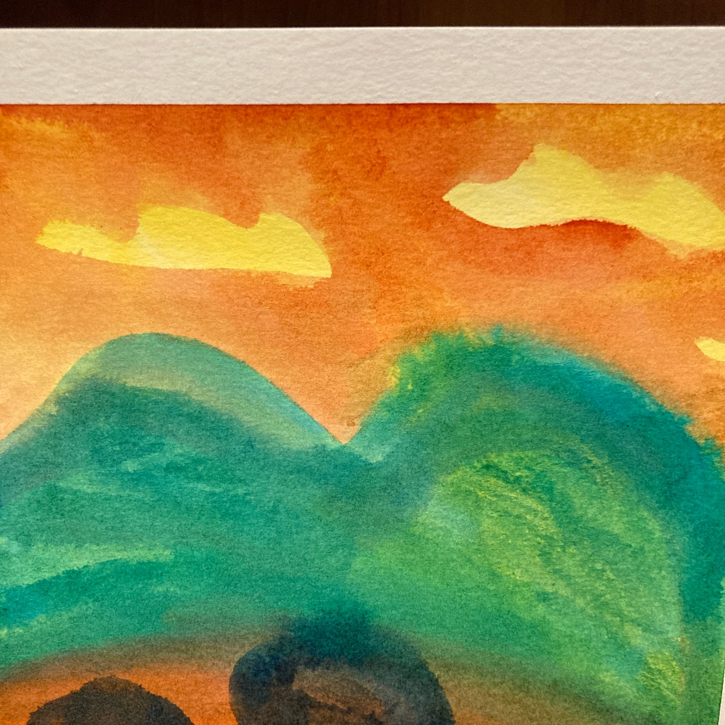 Orange Landscape 9x12 Original Reverse Ink Painting