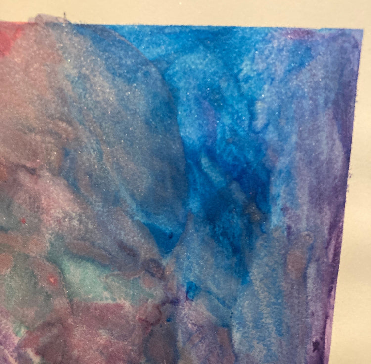 Rainbow Glitter Galaxy 9x12 Inch Unframed Metallic Original Watercolor Painting