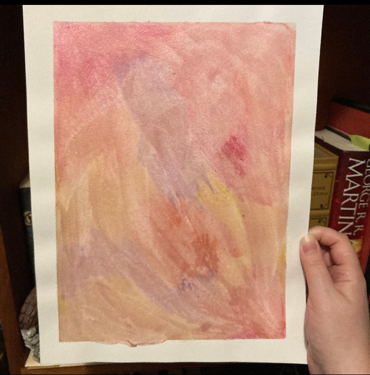Pink & Gold Galaxy 9x12 Inch Original Metallic Watercolor Painting