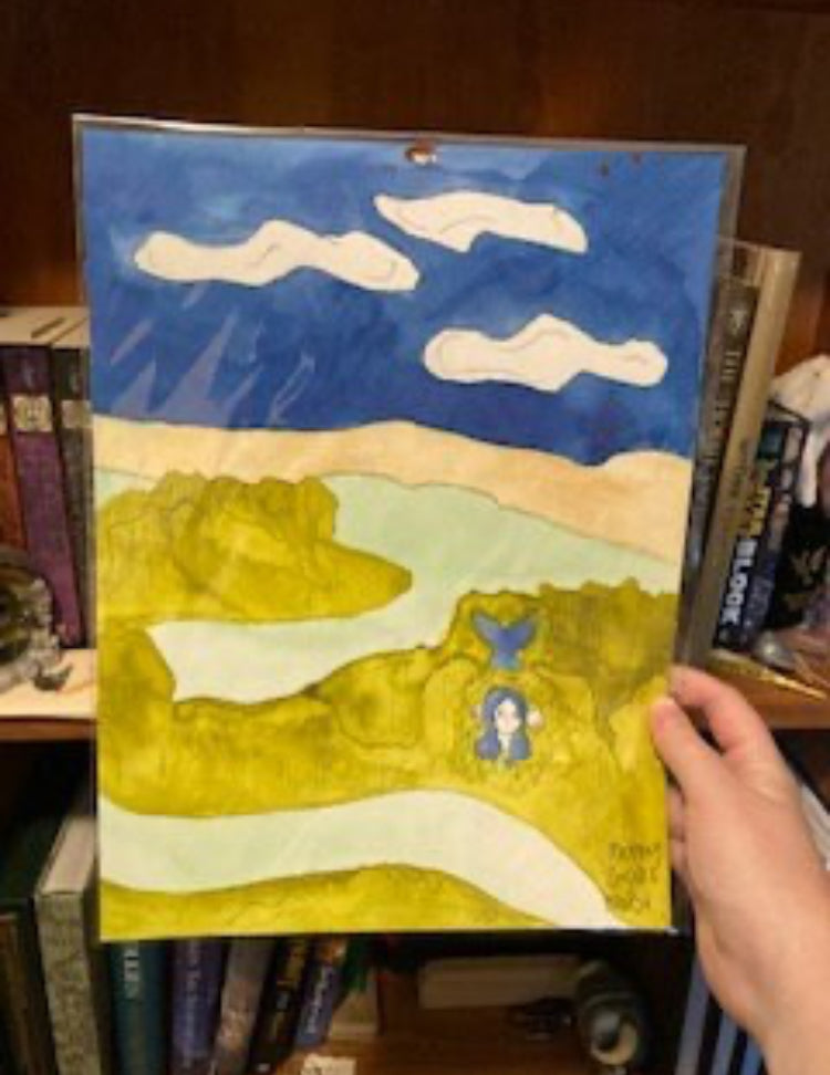 Mermaids Double Sided 9x12 Inch Original Reversible Watercolor Paintings