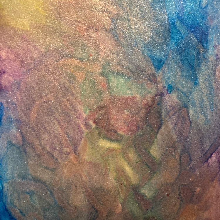 Rainbow Glitter Galaxy 9x12 Inch Unframed Metallic Original Watercolor Painting