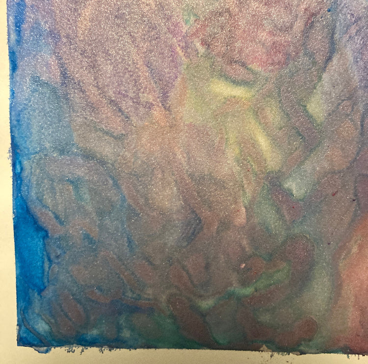 Rainbow Glitter Galaxy 9x12 Inch Unframed Metallic Original Watercolor Painting