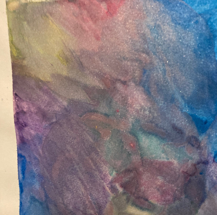Rainbow Glitter Galaxy 9x12 Inch Unframed Metallic Original Watercolor Painting
