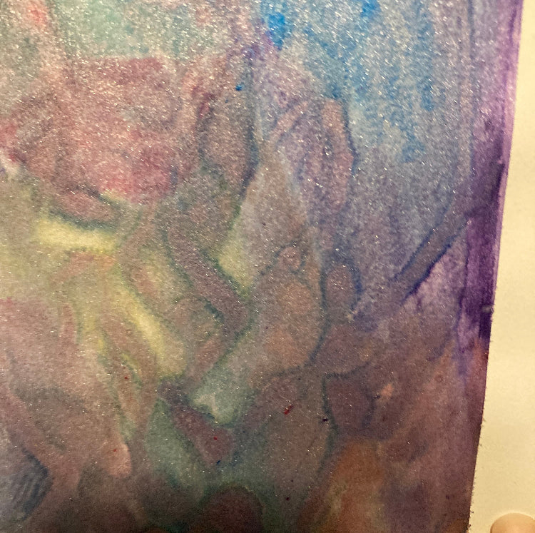 Rainbow Glitter Galaxy 9x12 Inch Unframed Metallic Original Watercolor Painting