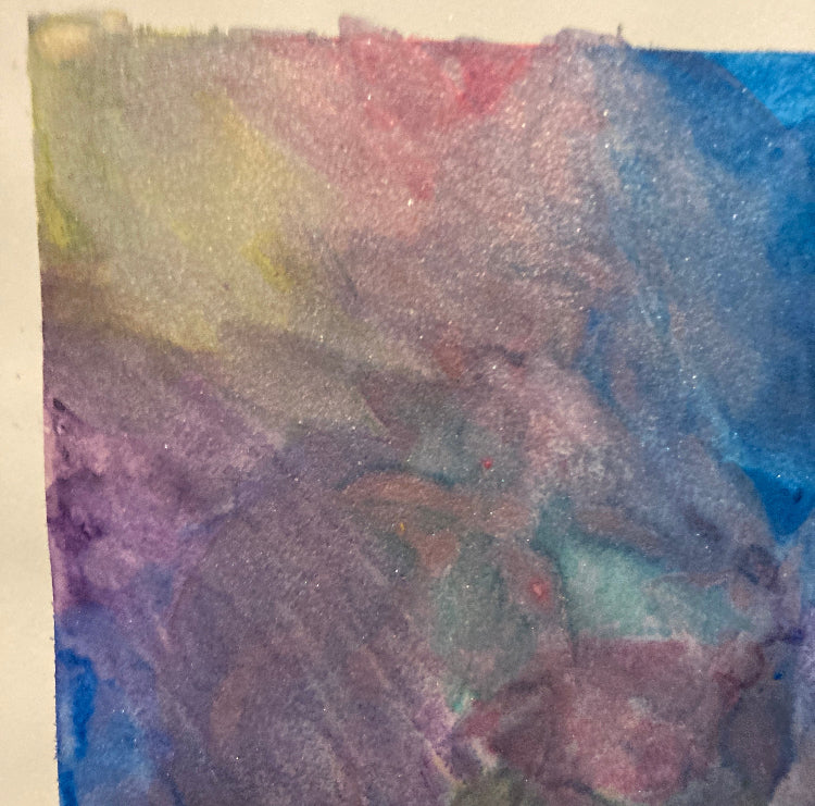 Rainbow Glitter Galaxy 9x12 Inch Unframed Metallic Original Watercolor Painting