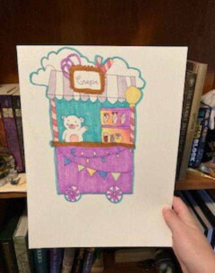 Polar Bear Crepe Stand 9x12 Inch Cute Original Marker Animal Illustration