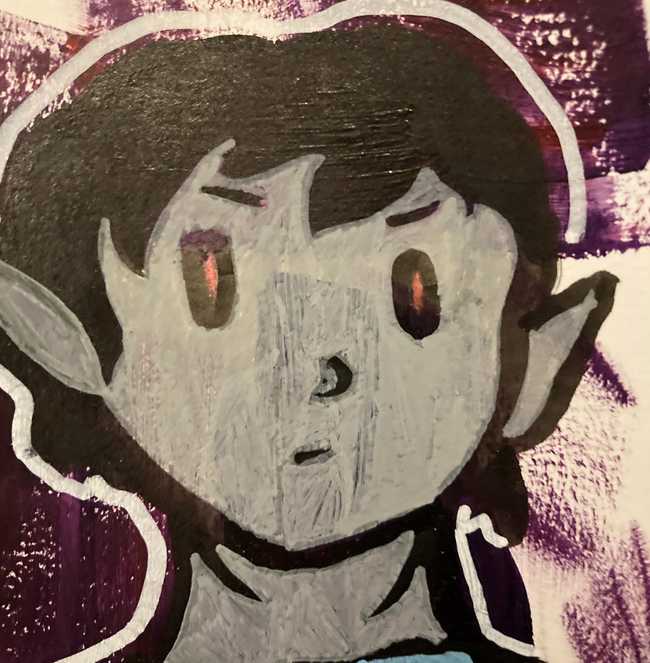 Mixed Media Mini Portrait With Metallic Ink Original Illustration