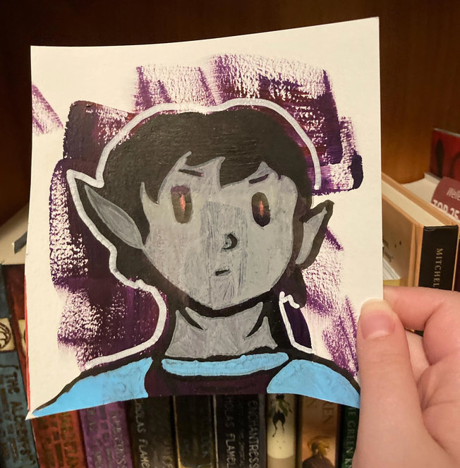 Mixed Media Mini Portrait With Metallic Ink Original Illustration