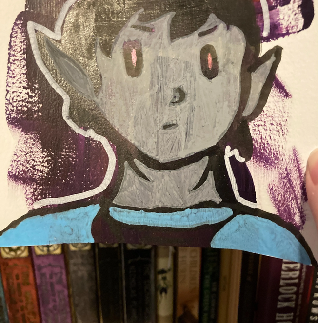 Mixed Media Mini Portrait With Metallic Ink Original Illustration