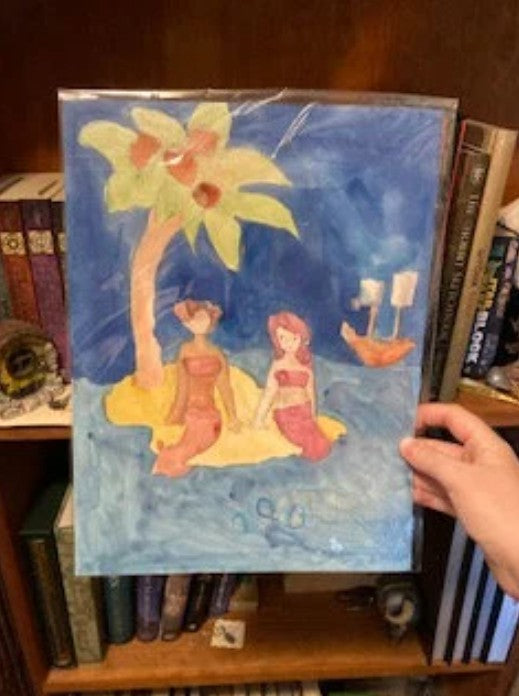 Unframed 9x12 Double Sided Mermaid Watercolor Paintings