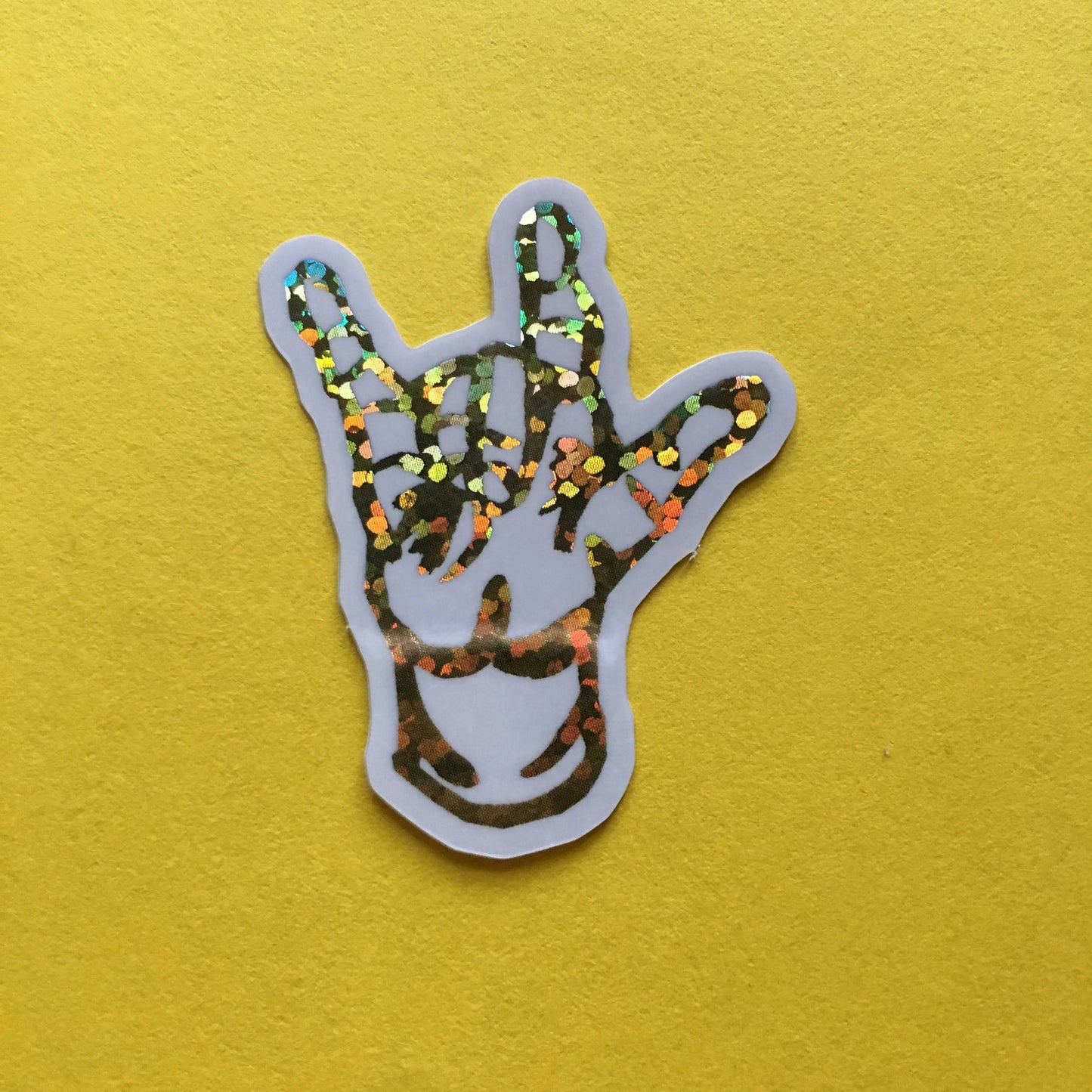 ASL I Love You American Sign Language Glitter Vinyl Sticker (CLEARANCE)