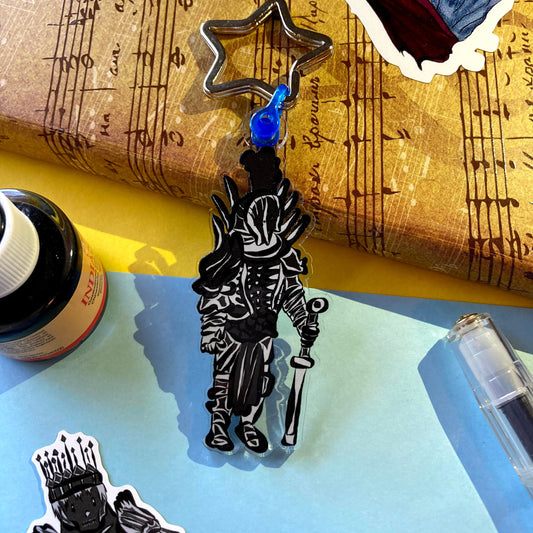 Celtic Myth Feather Soldier Clear Double Sided Ecofriendly Acrylic Keyring (CLEARANCE)