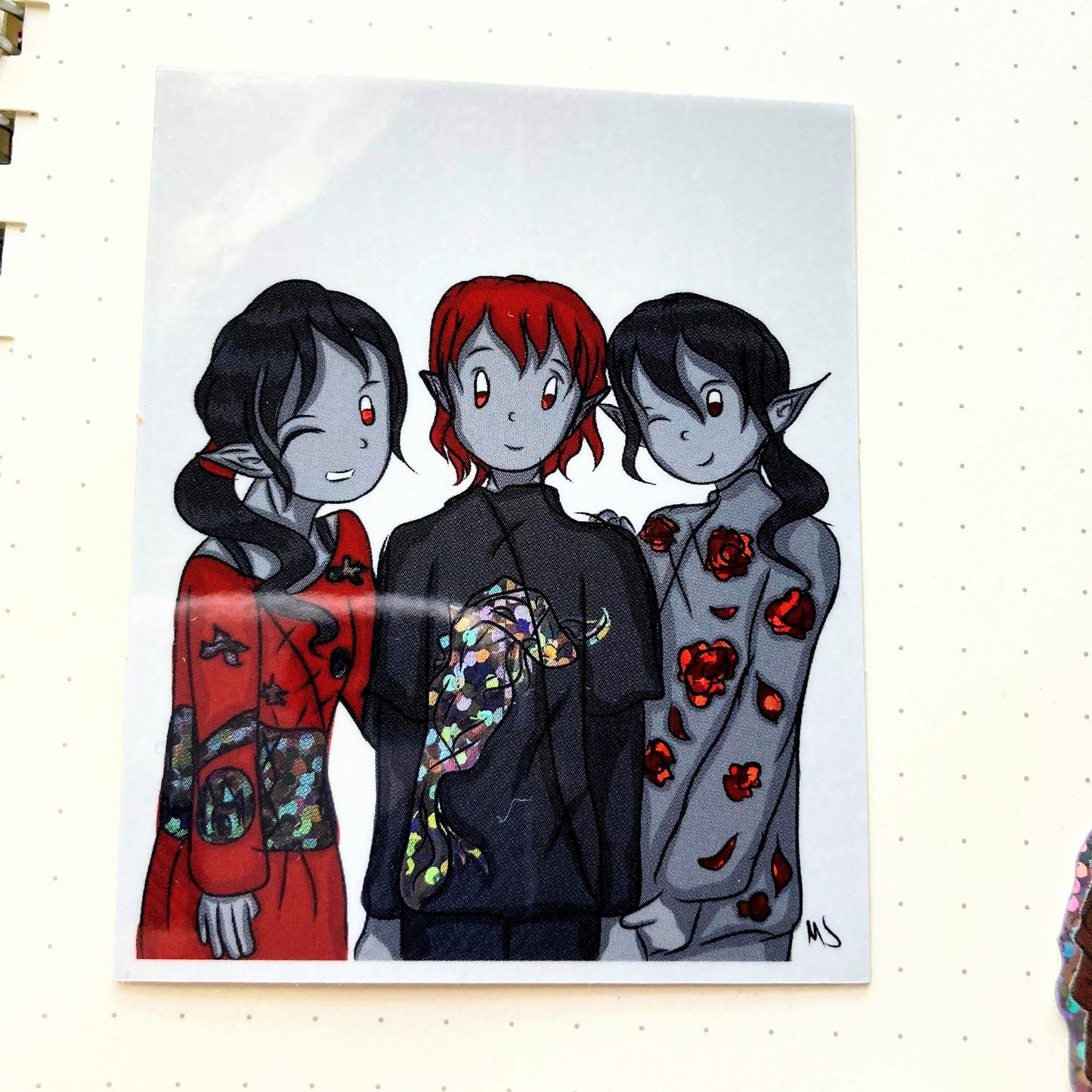 Dark Elf Trio 3 Inch Glitter Vinyl Sticker