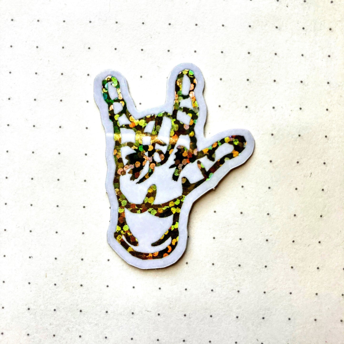 ASL I Love You American Sign Language Glitter Vinyl Sticker (CLEARANCE)