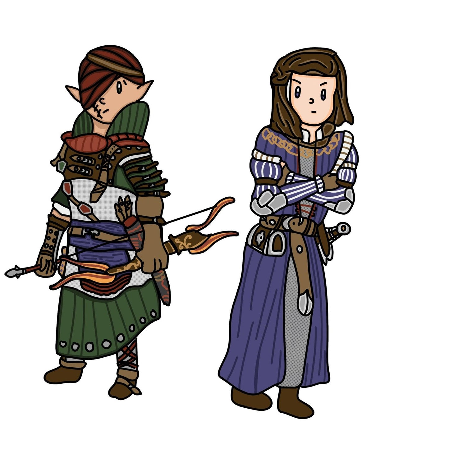 Elf Archer & Blue Stripe Commander Book Lover 3” Waterproof Vinyl Stickers