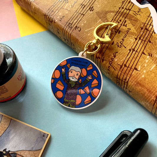 Cheese Illustration 2 Inch Quote Acrylic Keychain