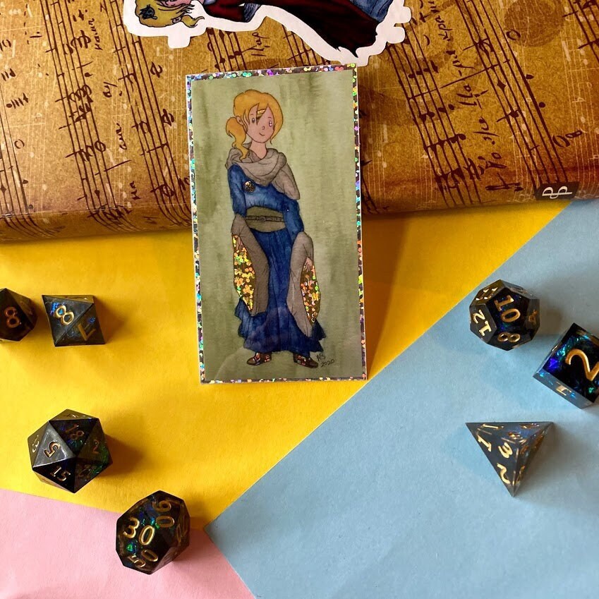 Wizard Robes 3 Inch Watercolor Glitter Vinyl Sticker CLEARANCE)