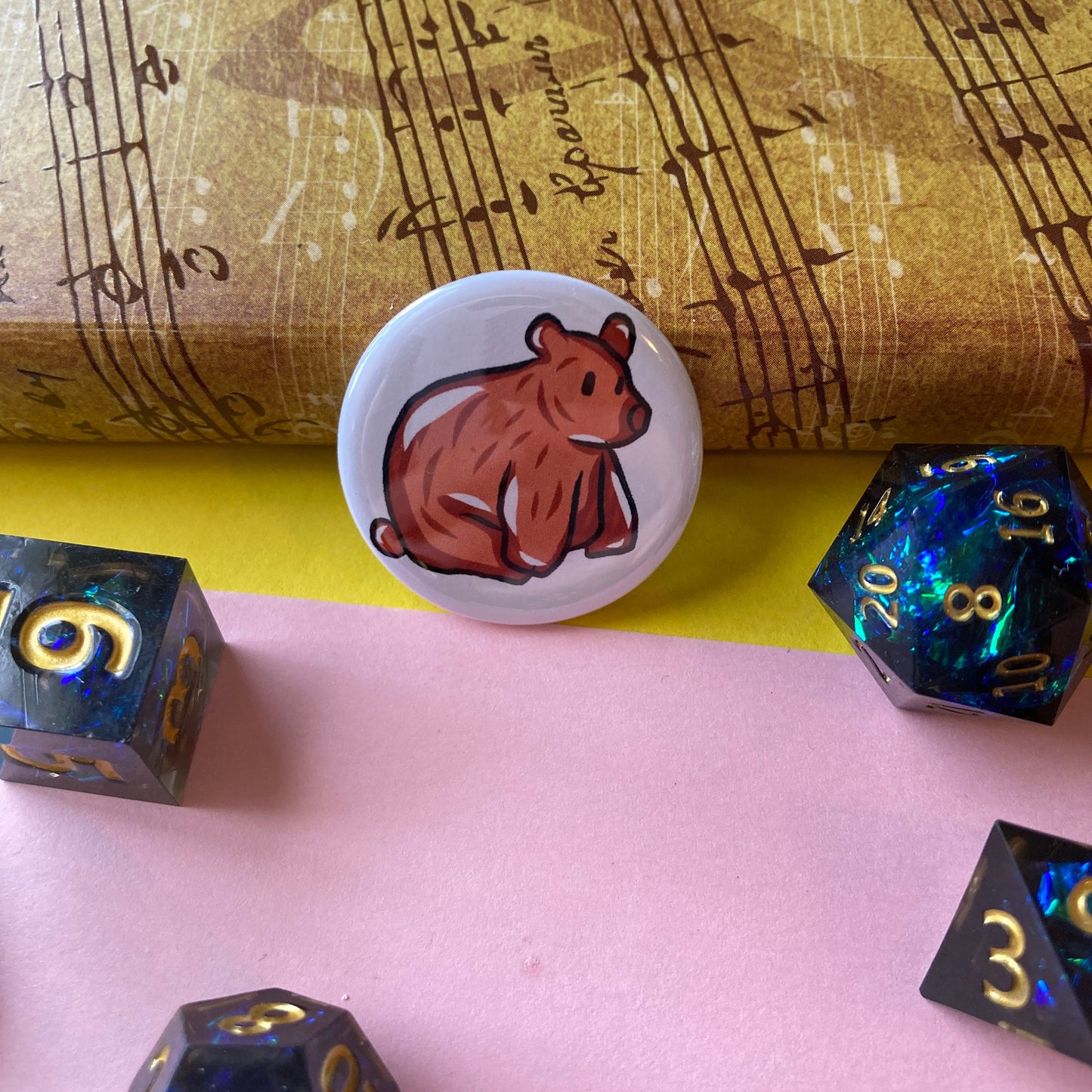 Brown Bear 1.25 Inch Metal Pin Back Button Badge (CLEARANCE)