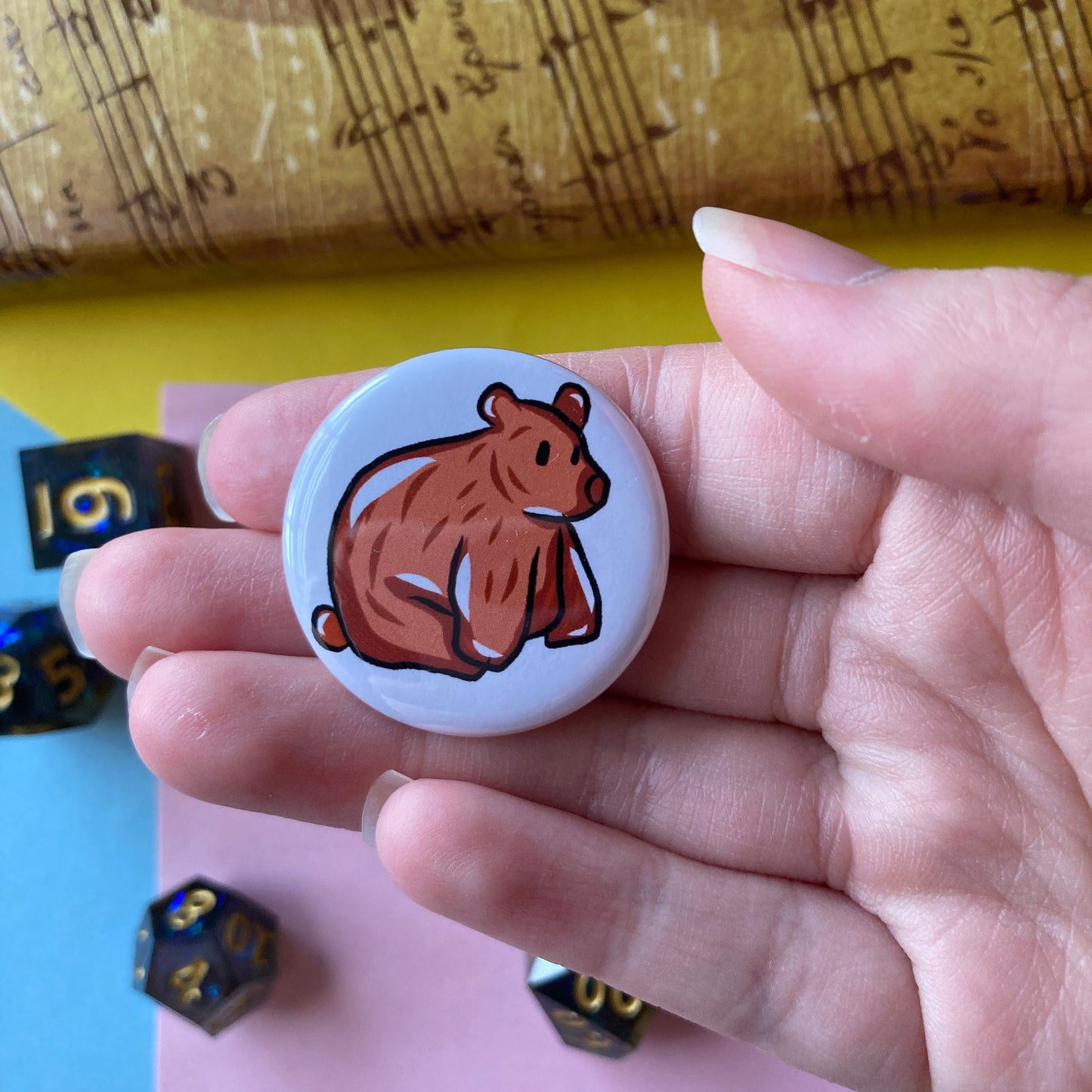 Brown Bear 1.25 Inch Metal Pin Back Button Badge (CLEARANCE)