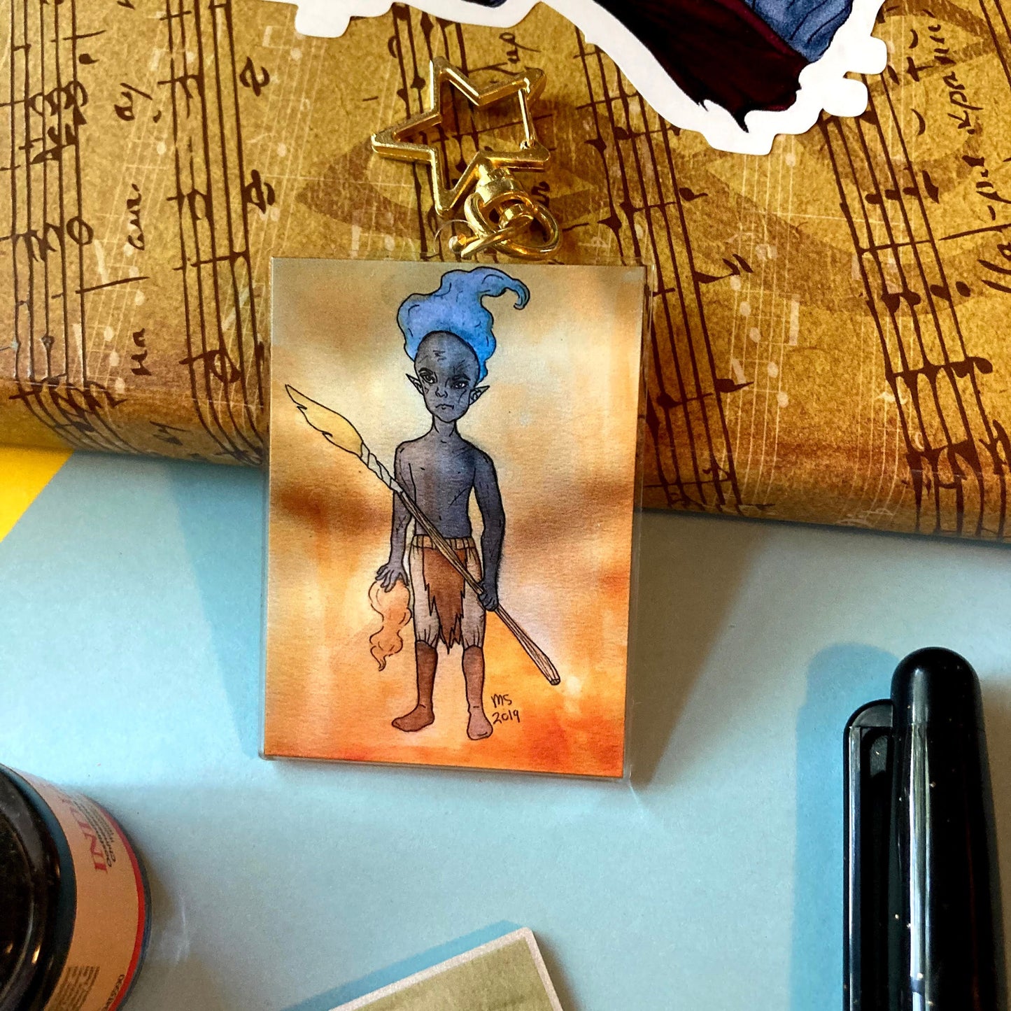 Warrior Elf Poet 2.5 Inch Clear Double Sized Eco-Friendly Acrylic Keychain