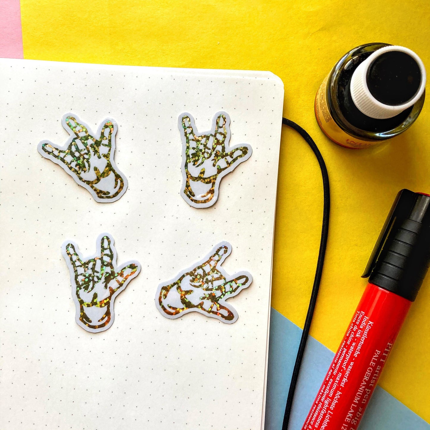 ASL I Love You American Sign Language Glitter Vinyl Sticker (CLEARANCE)