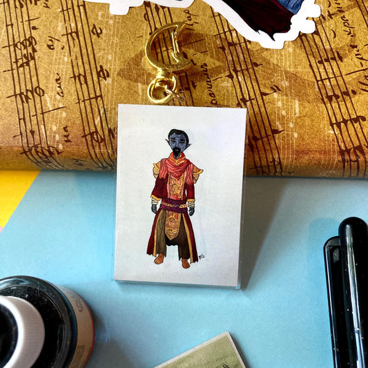 Dark Elf Old Wizard 2 Inch Clear Double Sided Watercolor Print Acrylic Keychain