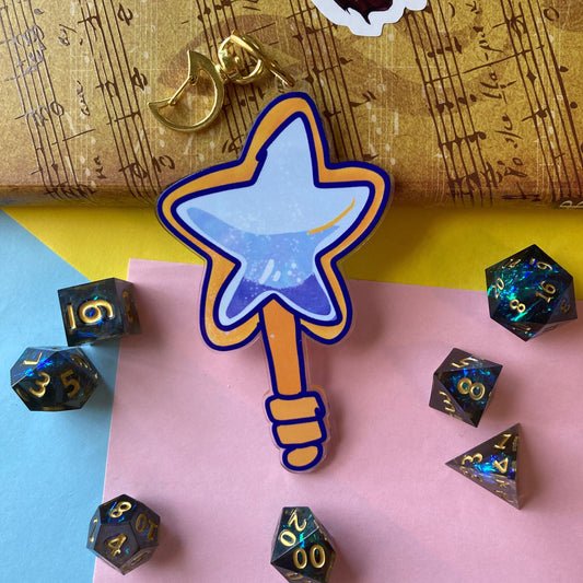 Star Magic Wand 3.5 inch Double Sided Clear Keychain (CLEARANCE)