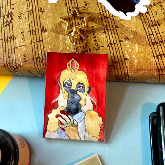 Watercolor Demigods: Clock Wizard 2.5 Inch Clear Acrylic Ecofriendly Keychain