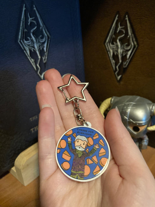 Star Clasp 2 Inch Cheese Quote Circle Acrylic Keychain