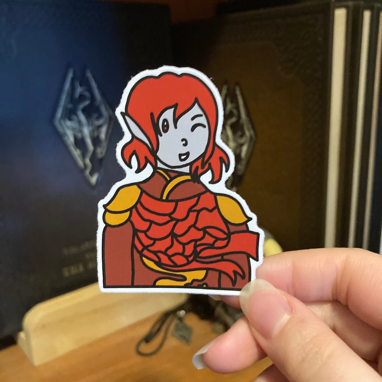 Red Hair Dark Elf 2” Original Character Vinyl Sticker