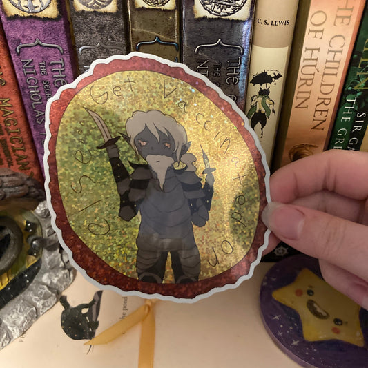 Get Vaccinated Or Else Chaotic Wizard Glitter Vinyl Sticker