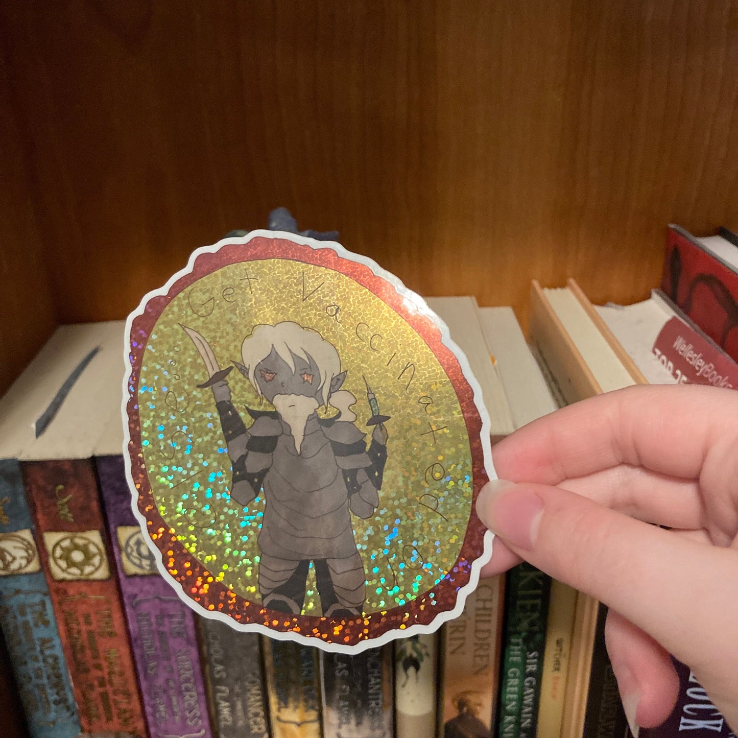 Get Vaccinated Or Else Chaotic Wizard Glitter Vinyl Sticker