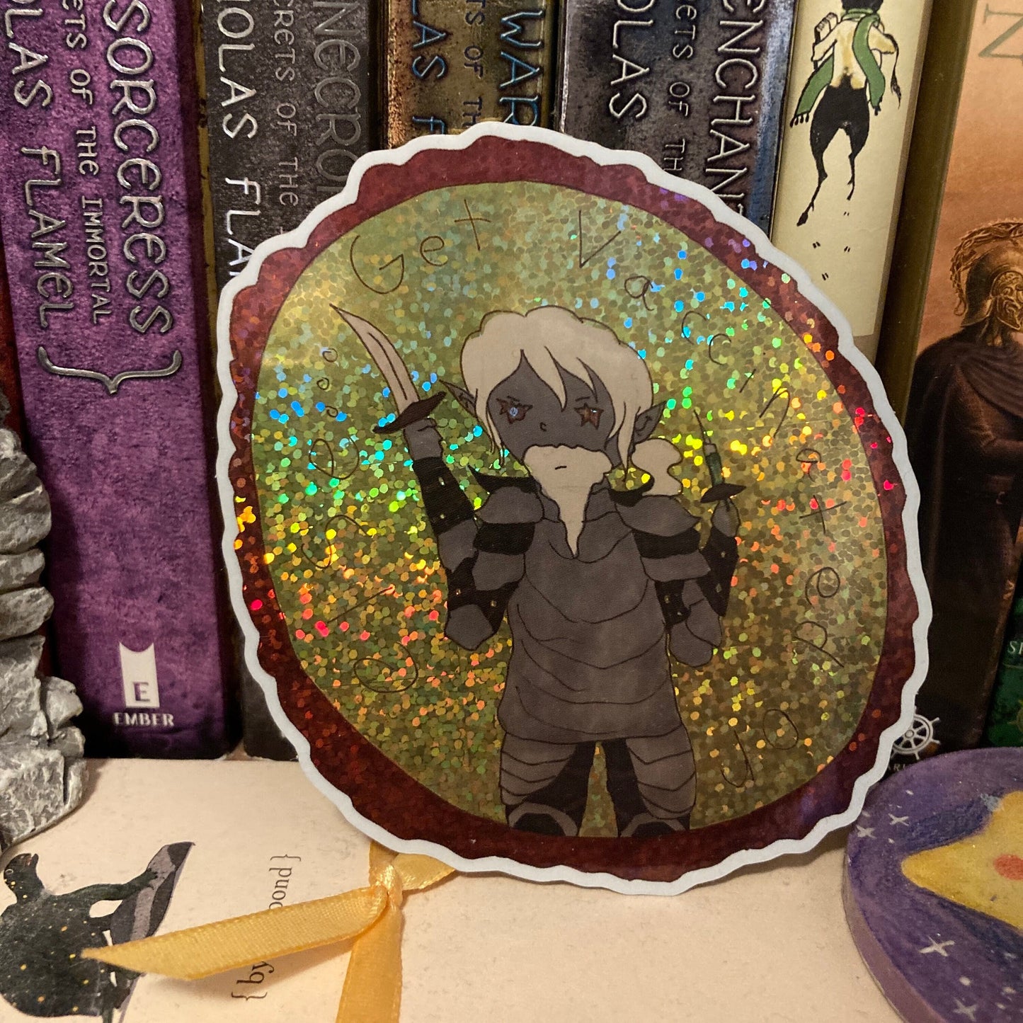 Get Vaccinated Or Else Chaotic Wizard Glitter Vinyl Sticker