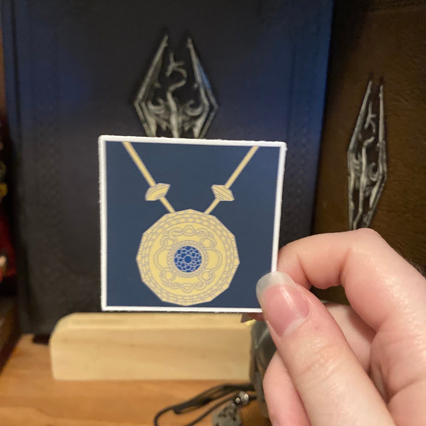 Celtic Knot Style Gold And Sapphire Necklace 2 Inch Vinyl Sticker