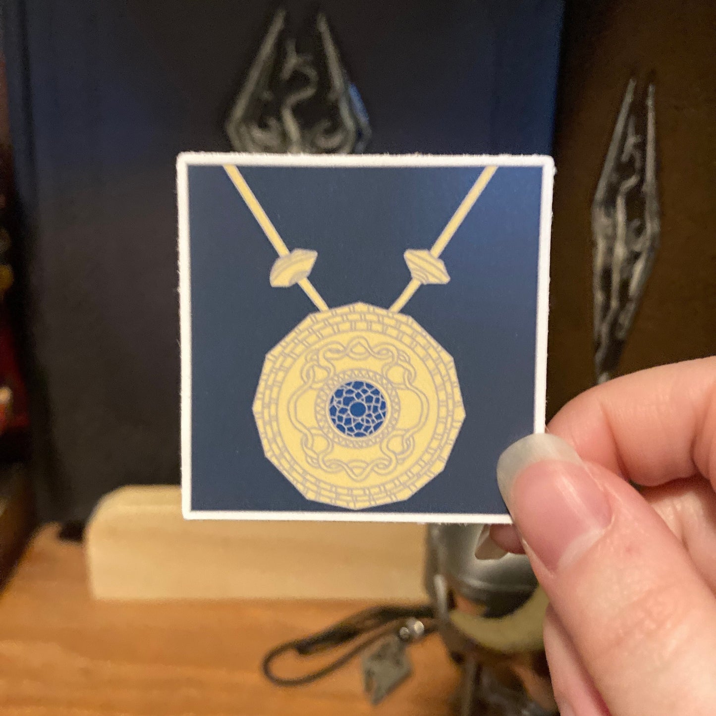 Celtic Knot Style Gold And Sapphire Necklace 2 Inch Vinyl Sticker