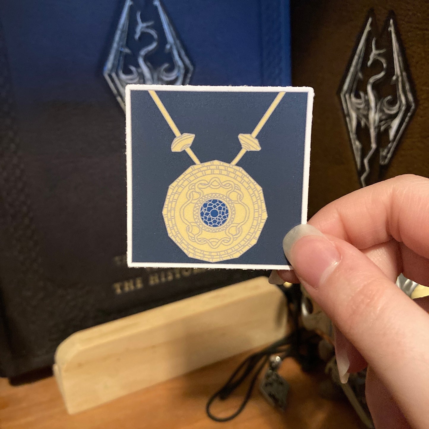 Celtic Knot Style Gold And Sapphire Necklace 2 Inch Vinyl Sticker