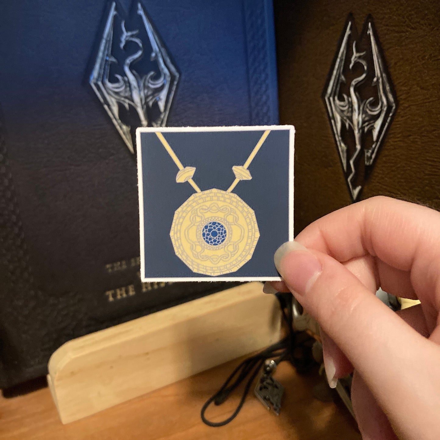 Celtic Knot Style Gold And Sapphire Necklace 2 Inch Vinyl Sticker