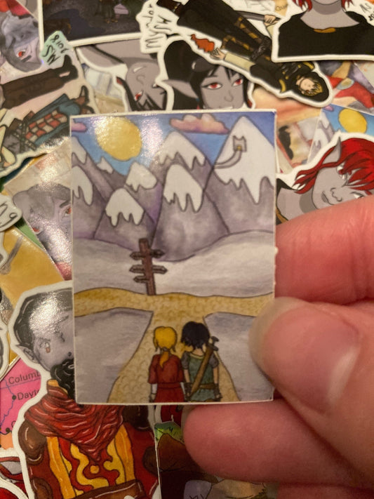 Crossroads Watercolor Illustration Mini Vinyl Sticker (CLEARANCE)