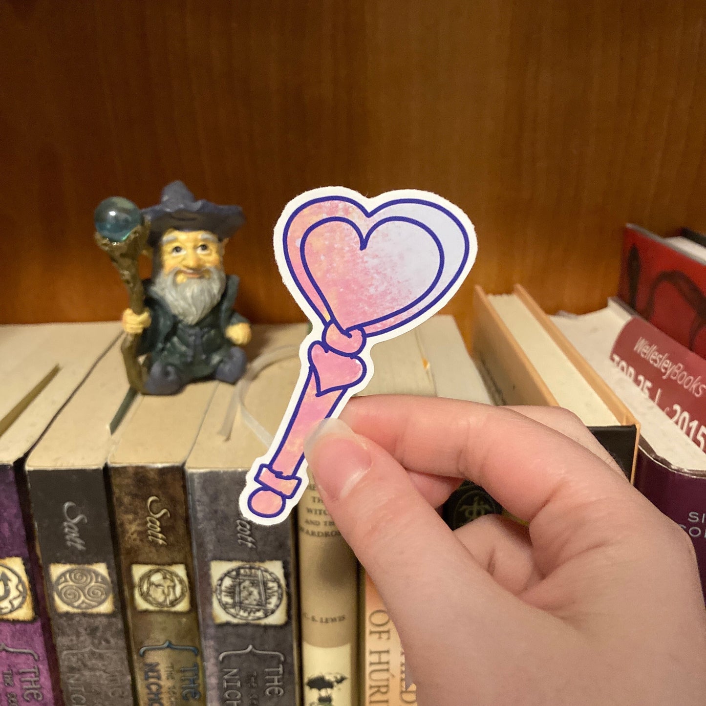 Heart Magic Wand 2.5 Inch Waterproof Pink Vinyl Sticker (CLEARANCE)