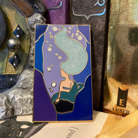 Mermaid 2 Inch Glitter Hard Enamel Pin With Pearlescent Swirl