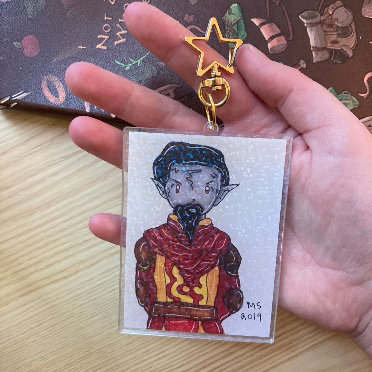 Dark Elf Grumpy Wizard 3 Inch Holographic Glitter Keychain