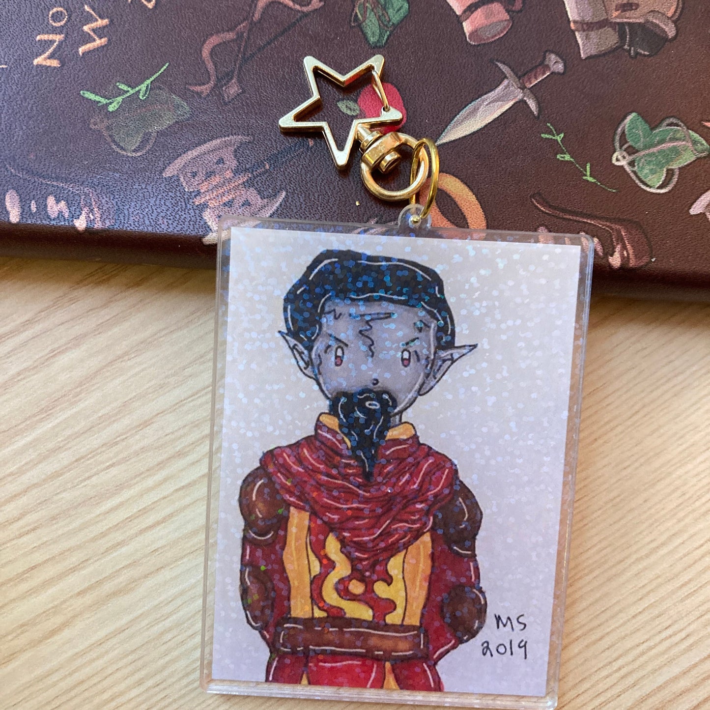 Dark Elf Grumpy Wizard 3 Inch Holographic Glitter Keychain