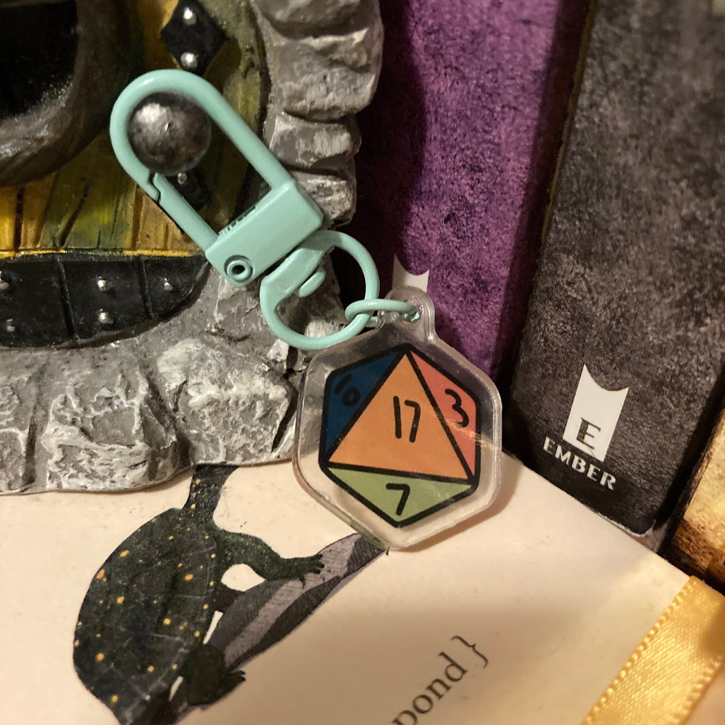 Mini D20 0.5 Inch Clear Printed Acrylic Dice Keychains