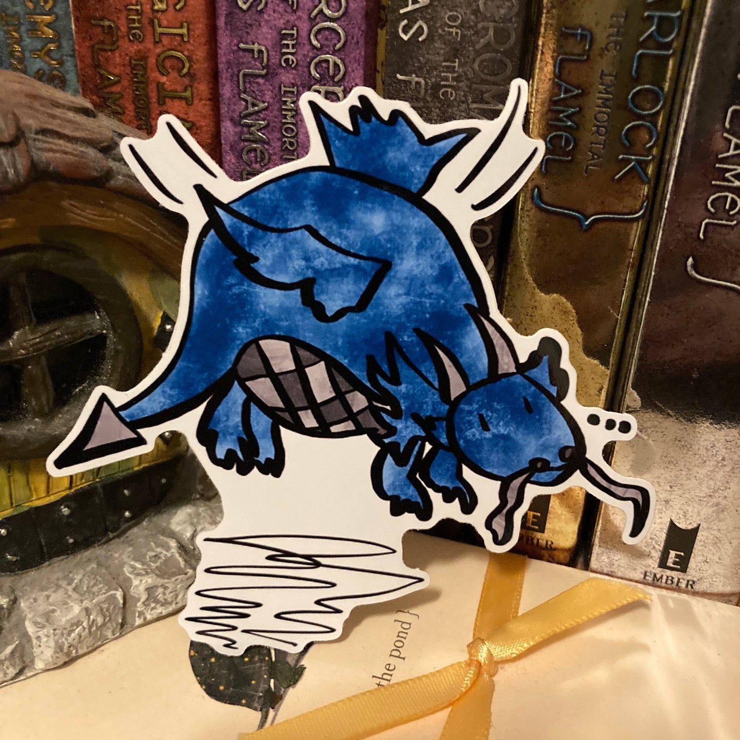 Chonky Dragon 3 Inch Blue Vinyl Sticker