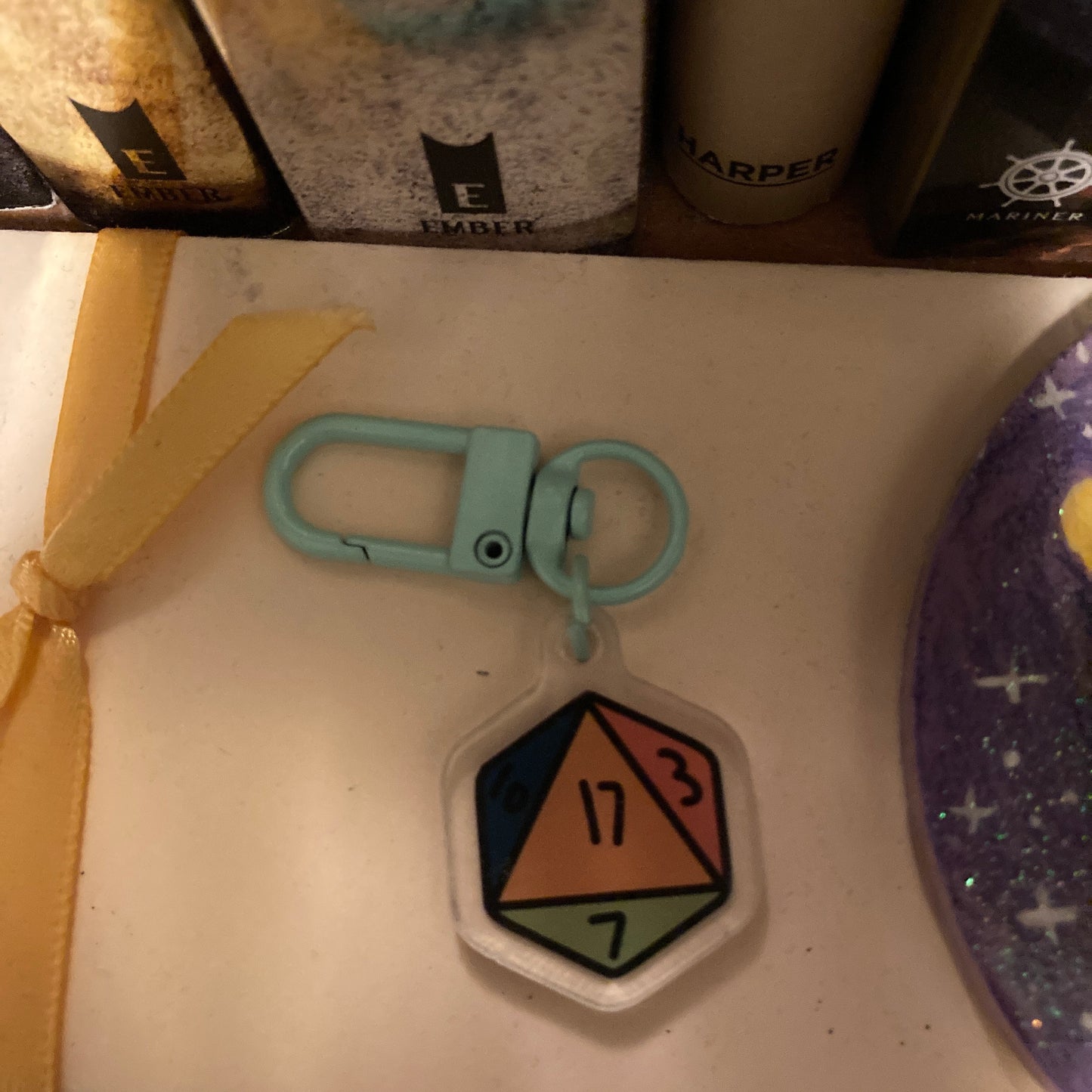 Mini D20 0.5 Inch Clear Printed Acrylic Dice Keychains