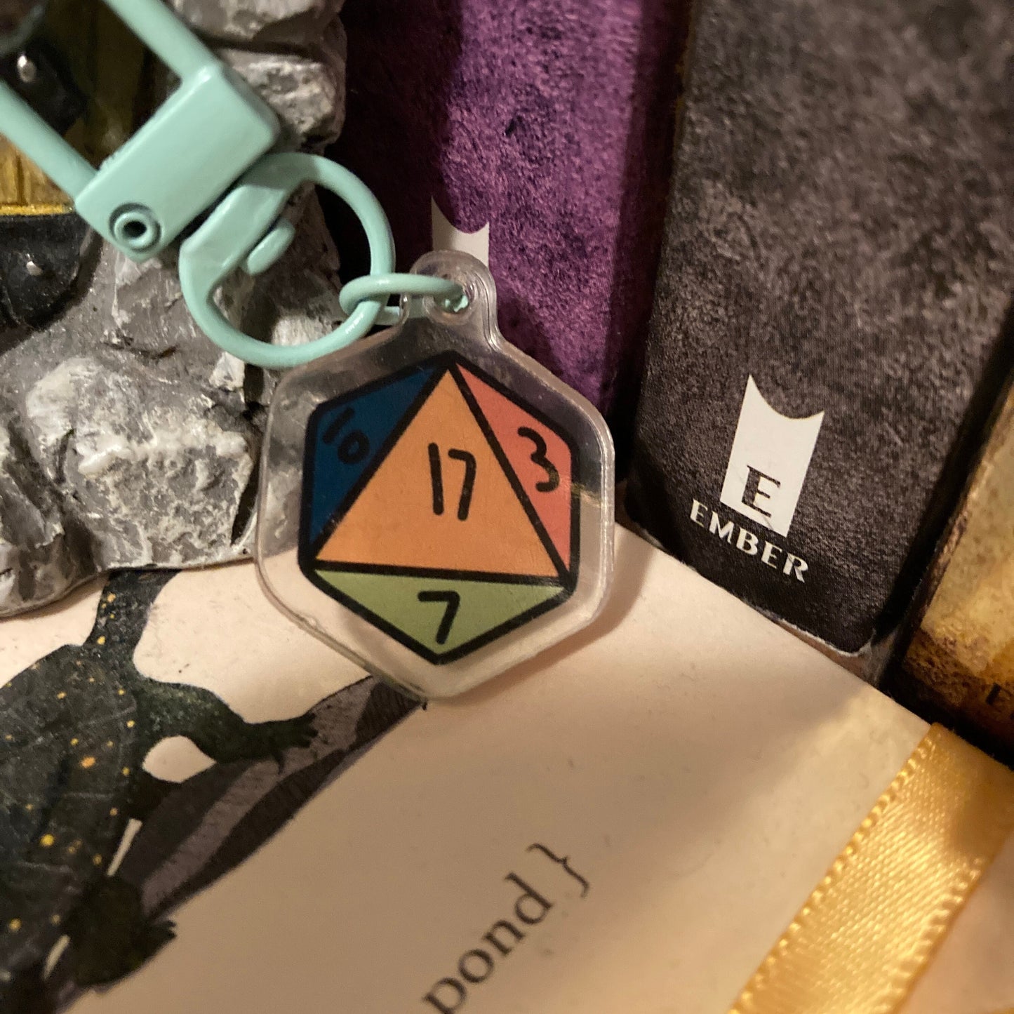 Mini D20 0.5 Inch Clear Printed Acrylic Dice Keychains