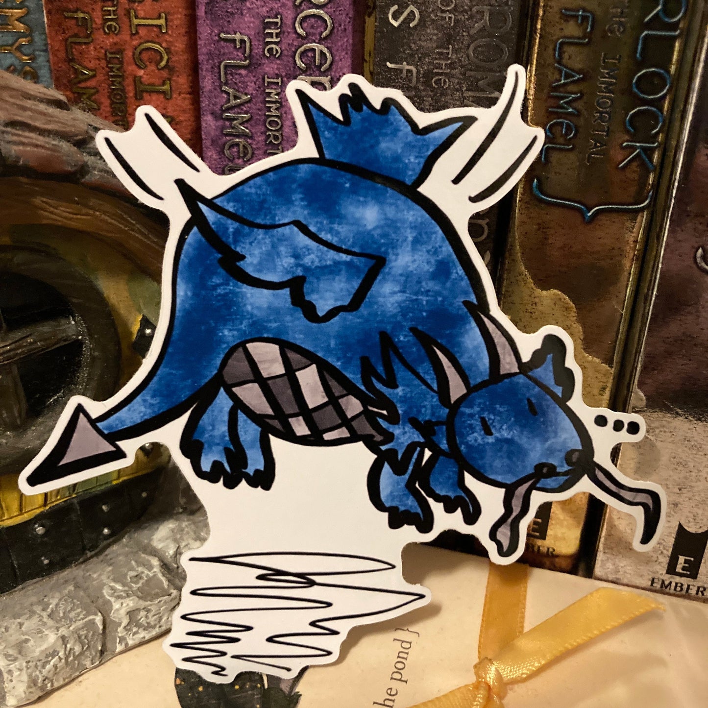 Chonky Dragon 3 Inch Blue Vinyl Sticker