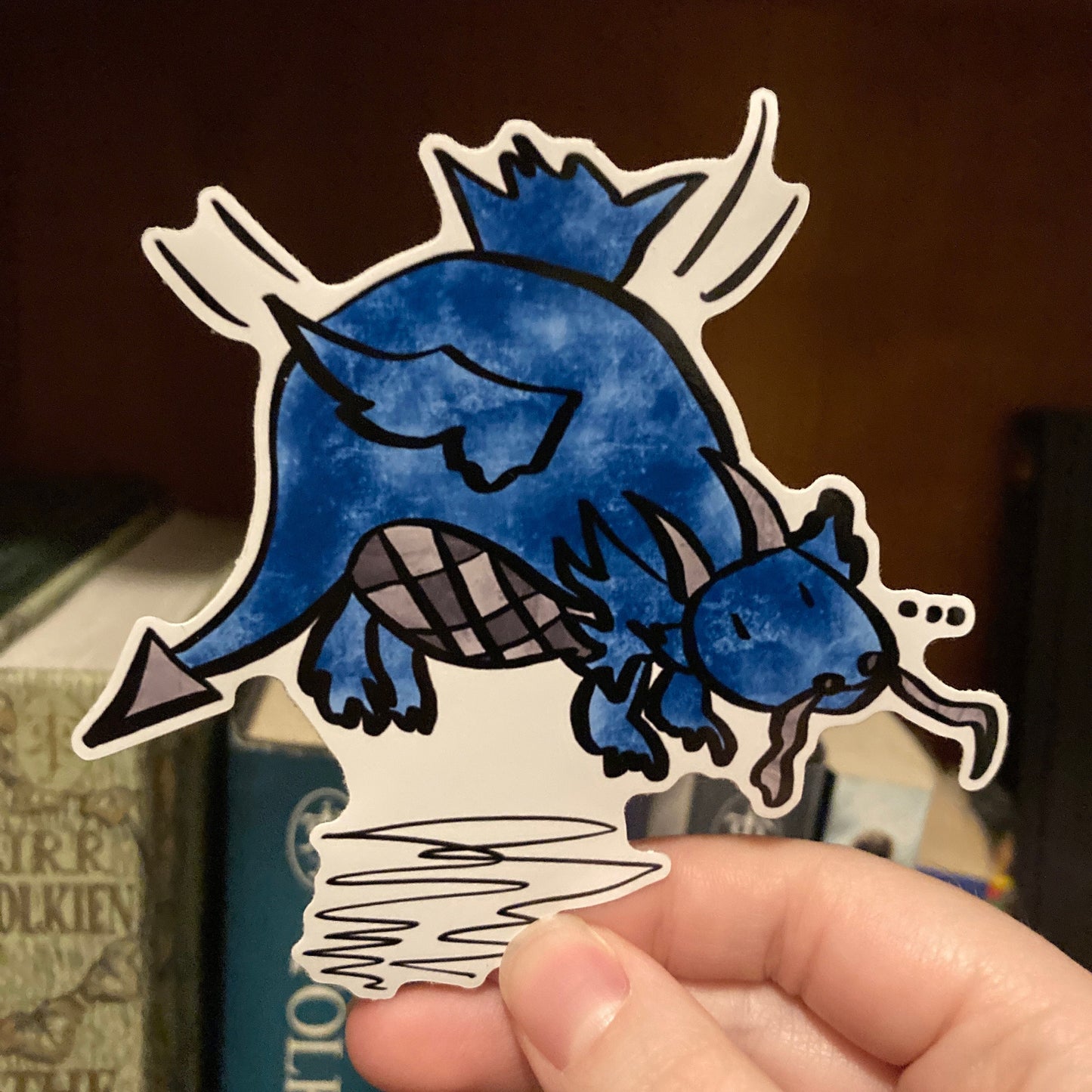 Chonky Dragon 3 Inch Blue Vinyl Sticker