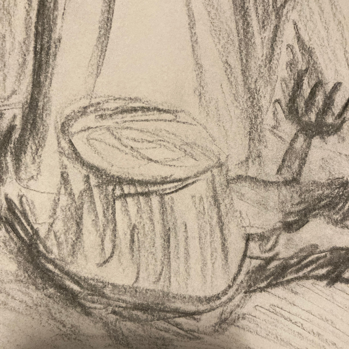 Tea Time Charcoal Still Life 9x12” Sketch