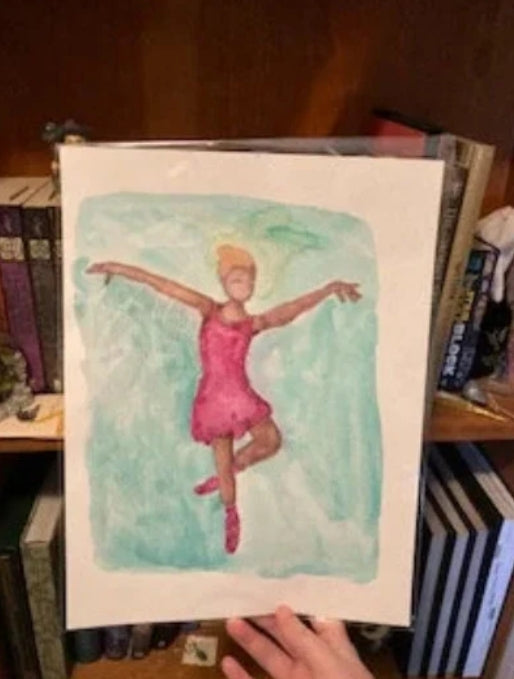 Dancing Ballerina In Pink Tutu 9x12 Inch Unframed Original Watercolor Illustration